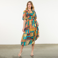 THML - Abstract Print Dress - Brown