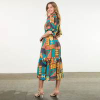 THML - Abstract Print Dress - Brown