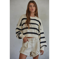 By Together - Rowan Striped Sweater - Natural Black