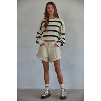 By Together - Rowan Striped Sweater - Natural Black