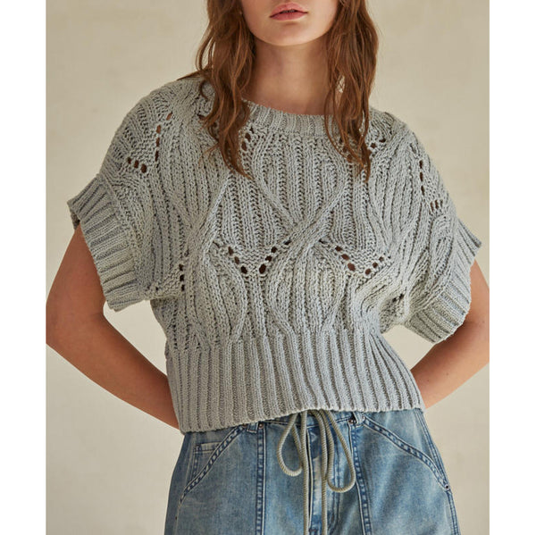 By Together - Cali Crochet Top - Dusty Sage