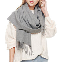 Cashmere Blend Oblong Scarf - Heather Grey