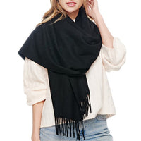 Cashmere Blend Oblong Scarf - Black