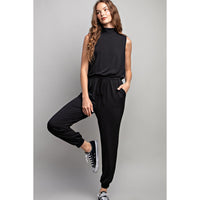 ee:some - Sleeveless Mock Neck Jumpsuit - Black