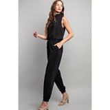 ee:some - Sleeveless Mock Neck Jumpsuit - Black