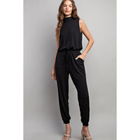 ee:some - Sleeveless Mock Neck Jumpsuit - Black