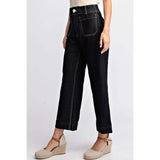 ee:some - Cropped Straight Leg Pants - Black Denim