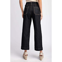 ee:some - Cropped Straight Leg Pants - Black Denim