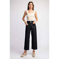 ee:some - Cropped Straight Leg Pants - Black Denim