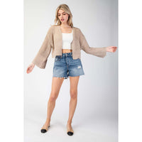 ee:some - Eyelet Knit Cardigan - Oatmeal