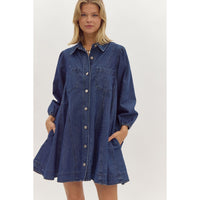 Entro - Denim Mini Dress - Dark Denim