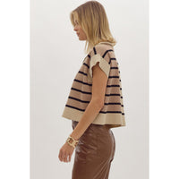 Entro - Striped Ribbed Color Block - Ecru