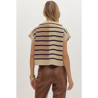 Entro - Striped Ribbed Color Block - Ecru