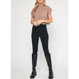 Entro - Mock Neck Cropped Sweater Top - Mocha