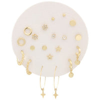 Star and Circle Stud and Hoop Set - Gold