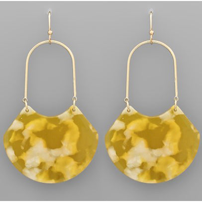 Fan Shape Wire Earrings - Yellow