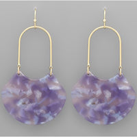 Fan Shape Wire Earrings - Purple