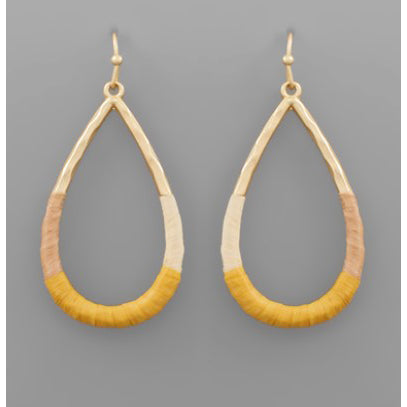 Tri-Tone Teardrop Earrings - Mustard