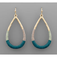 Tri-Tone Teardrop Earrings - Teal