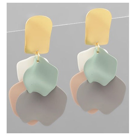 Two Tone Colored Petal Earrings - Sage Multi