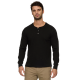 Flag & Anthem - Chatsworth Long Sleeve Soft Waffle Henley - Black