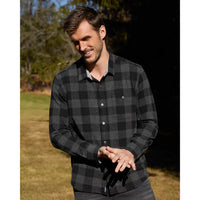 Flag & Anthem - Thatcher Long Sleeve Box Plaid Flannel - Black/Charcoal