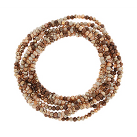 10 Row Multi-Color Beaded Bracelet - Brown