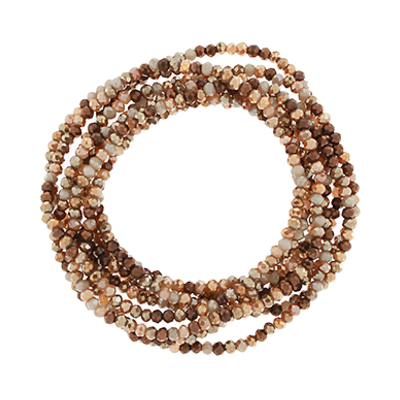 10 Row Multi-Color Beaded Bracelet - Brown