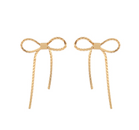 Bar Chain Bow Earrings - Gold