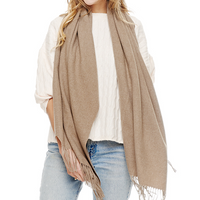 Cashmere Blend Oblong Scarf - Heather Taupe