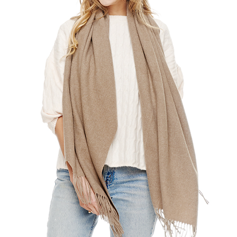 Cashmere Blend Oblong Scarf - Heather Taupe