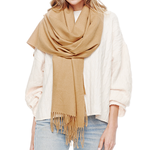 Cashmere Blend Oblong Scarf - Camel