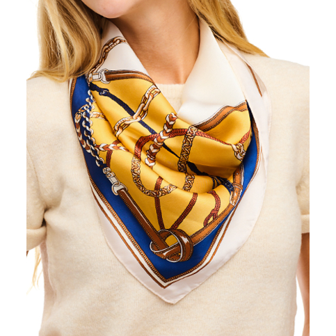 Chain Printed Silky Bandana - Mustard