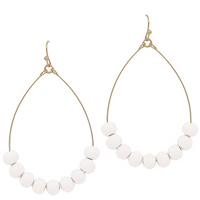 Clay Ball Teardrop Earrings - White