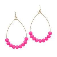 Clay Ball Teardrop Earrings - Hot Pink