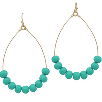 Clay Ball Teardrop Earrings - Teal Green