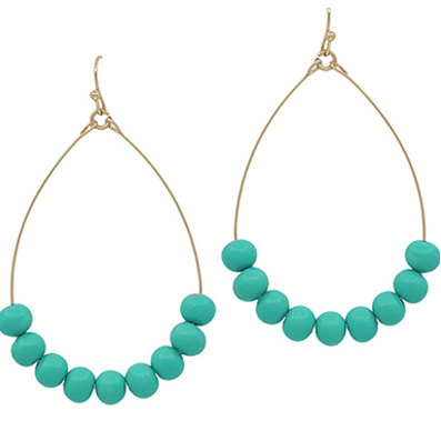 Clay Ball Teardrop Earrings - Teal Green