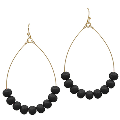 Clay Ball Teardrop Earrings - Black