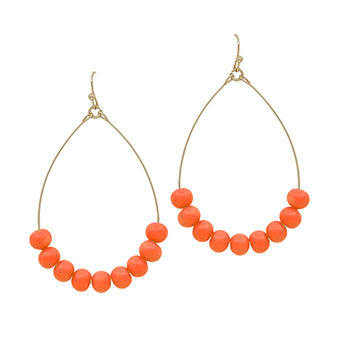 Clay Ball Teardop Earrings - Orange