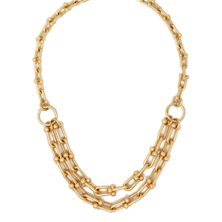 Link Metal Chain Necklace - Worn Gold