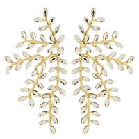 Long Leaf Earrings - Clear/Gold