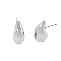 Puffy Teardrop Earrings - Rhodium