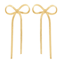 Snake Chain Bow Drop Earrings - Gold