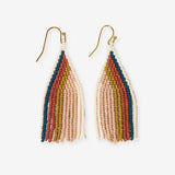 Ink + Alloy - Audrey Vertical Stripe Petite Beaded Fringe Earrings - Desert