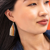 Ink + Alloy - Audrey Vertical Stripe Petite Beaded Fringe Earrings - Desert