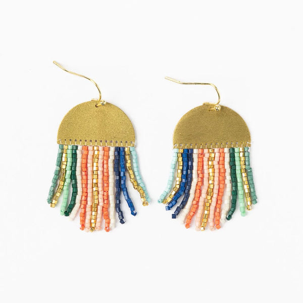 Ink+Alloy - Claudia Striped Short Beaded Fringe Earrings - Multicolor