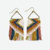 Ink+Alloy - Paige Ascending Blocks Beaded Fringe Earrings - Desert