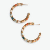 Ink+Alloy - Zoey Stripes Small Beaded Hoop Earrings - Desert