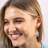 Ink + Alloy - Leta Mini Gold Hoop Confetti Stripe Earrings - Amalfi