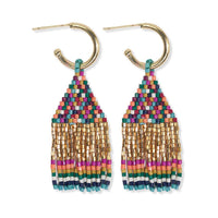 Ink + Alloy - Leta Mini Gold Hoop Confetti Stripe Earrings - Muted Rainbow